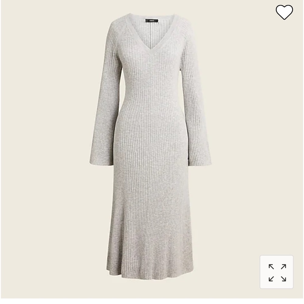 J.Crew V Neck Silk blend ribbed sweater midi dress